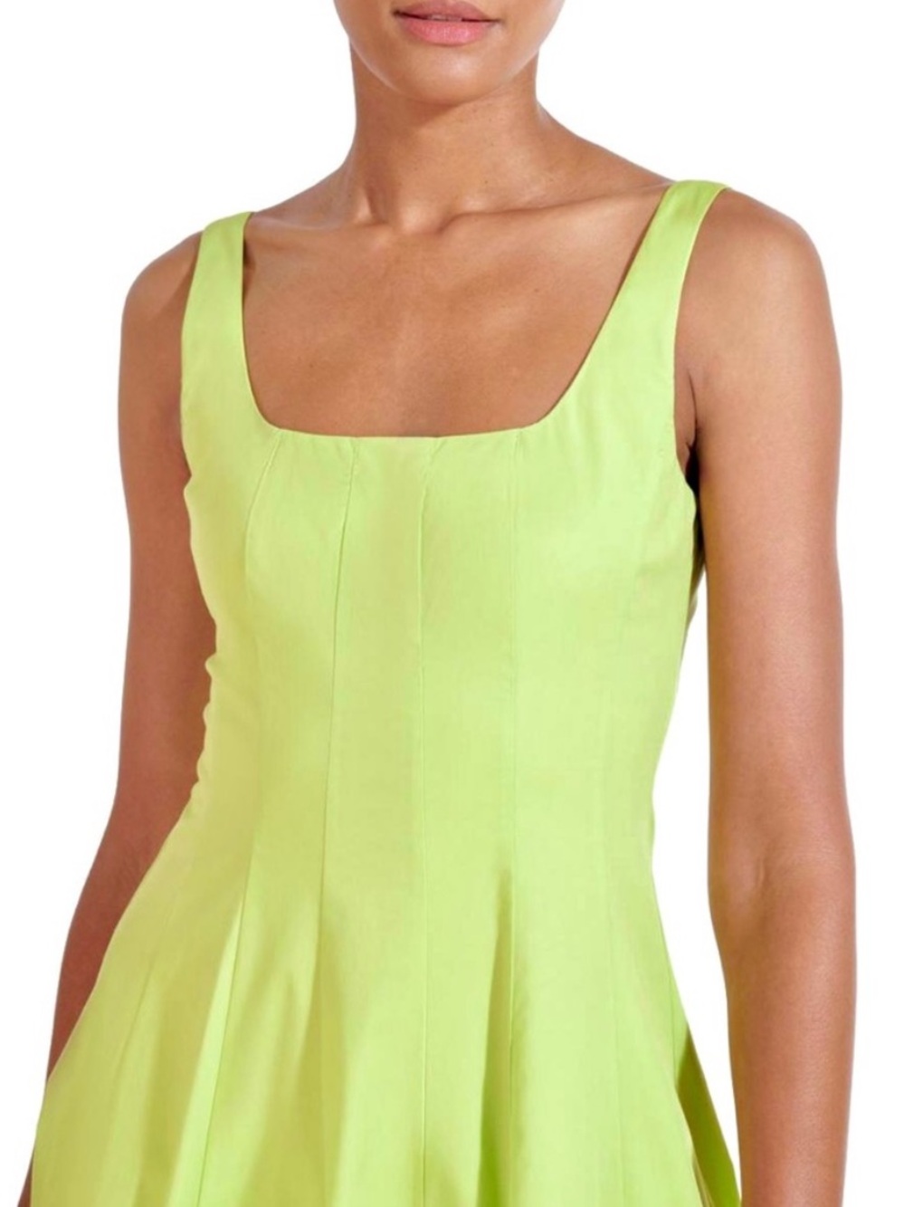 🌺🎉HP🎉🌺 NWT Staud Wells Midi Dress Lime - Picture 2 of 16